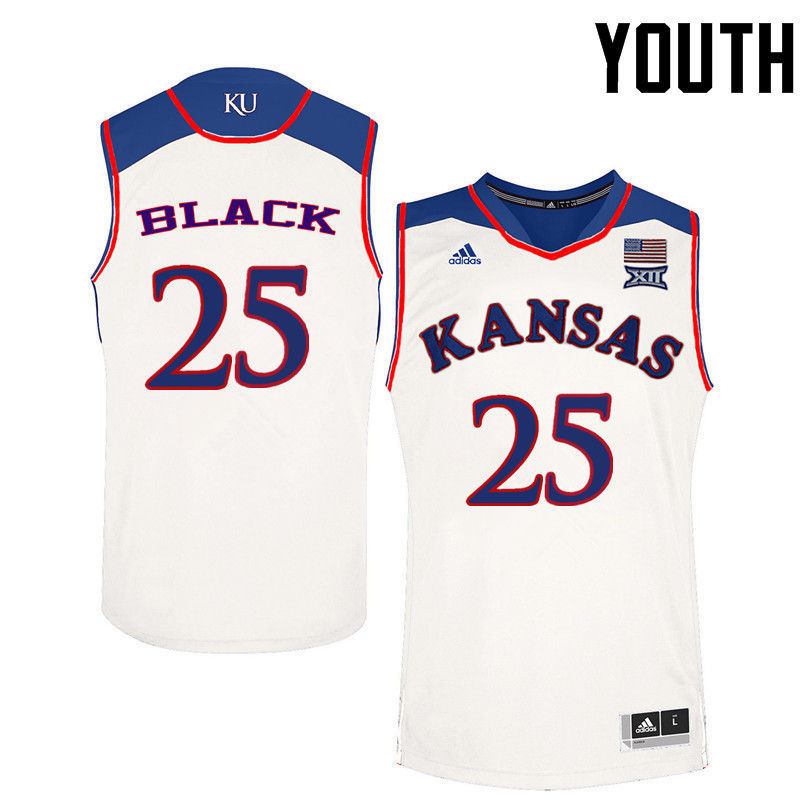 Youth Kansas Jayhawks #25 Tarik Black College Basketball Jerseys-White